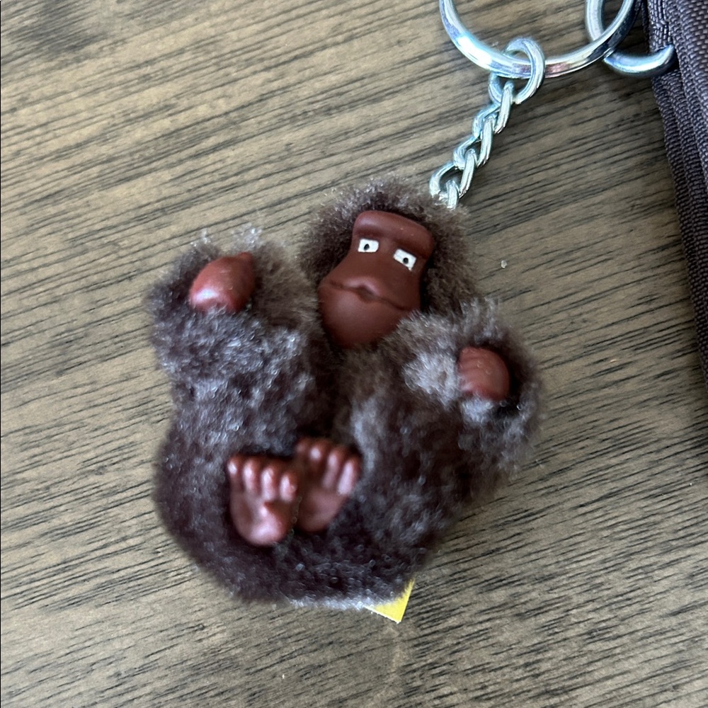 Kipling Brown Pouch with Monkey Keychain - Picture 3 of 9